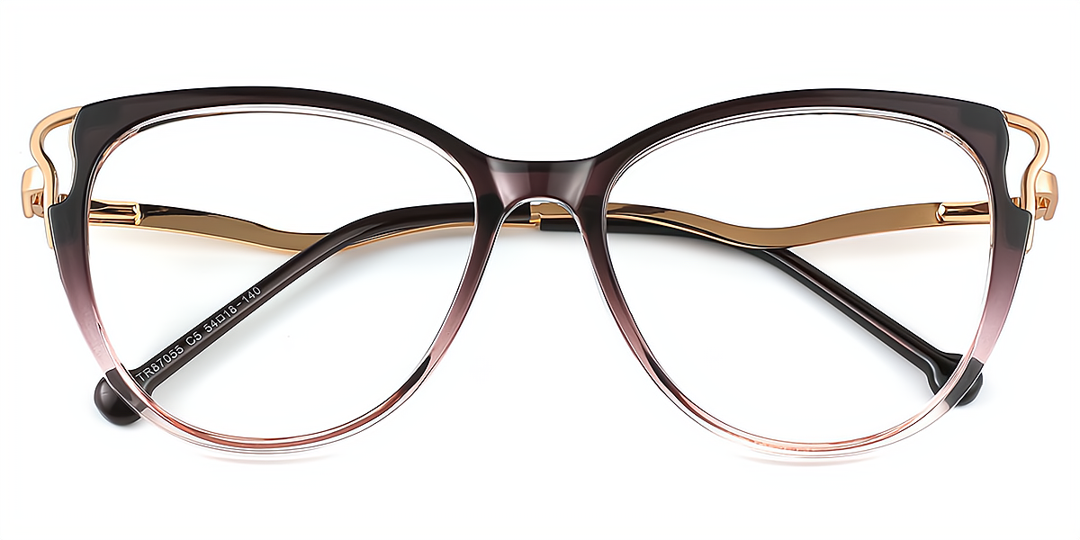 Purple Cat Eye Elaborate Mixed Materials Eyeglasses