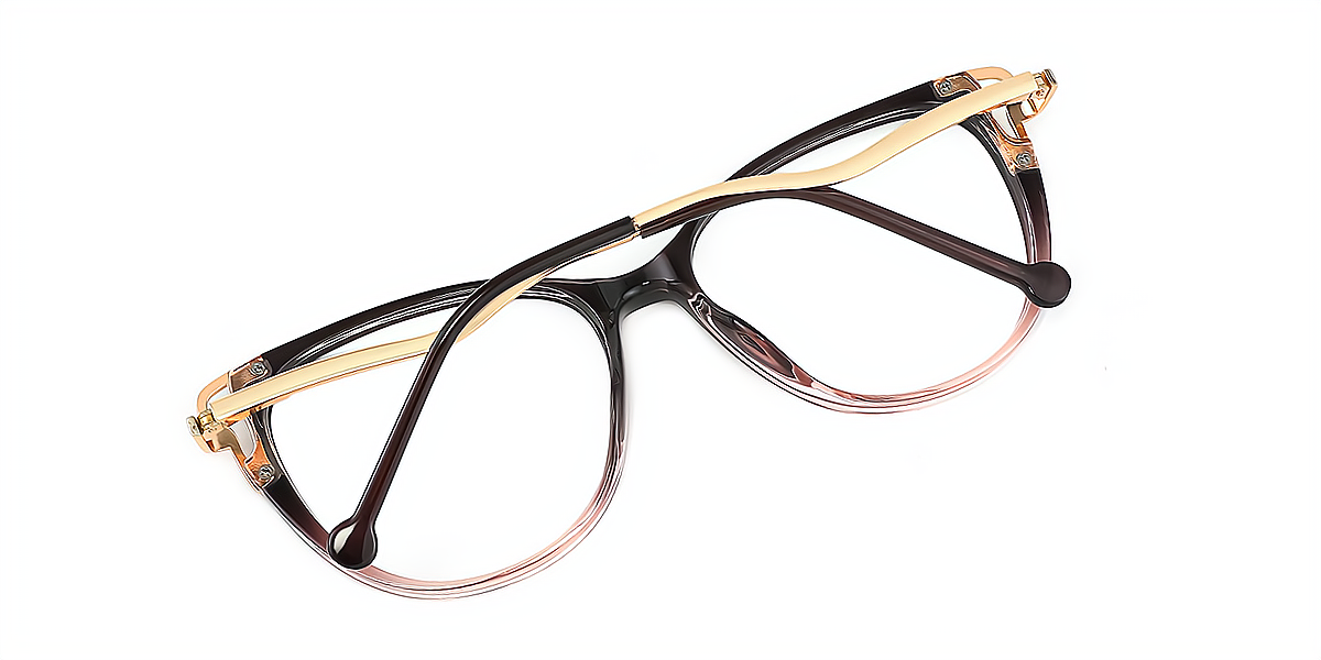 Purple Cat Eye Elaborate Mixed Materials Eyeglasses