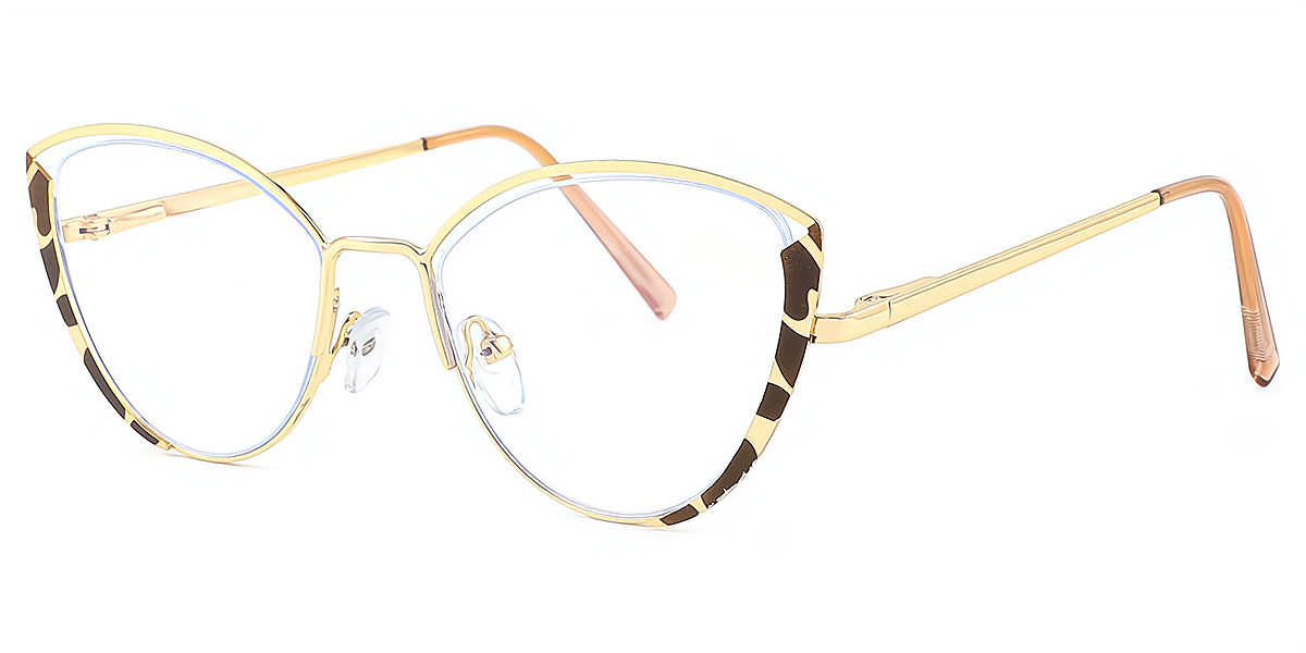 Tortoise Cat Eye Chic Metal Eyeglasses