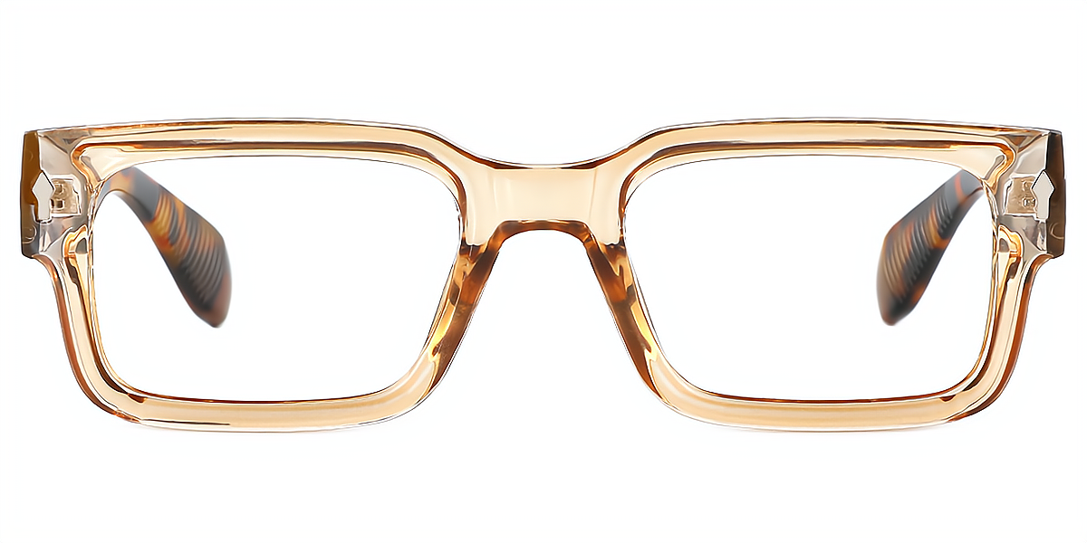 Brown Rectangle Retro Plastic Eyeglasses