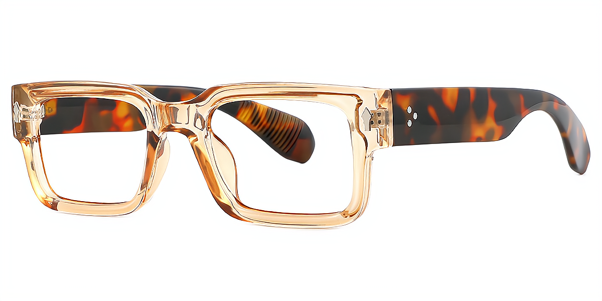 Brown Rectangle Retro Plastic Eyeglasses