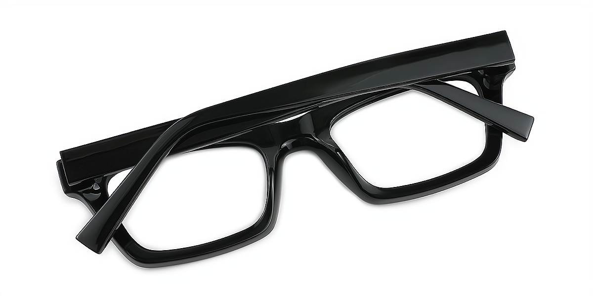 Black Rectangle Retro TR90 Eyeglasses