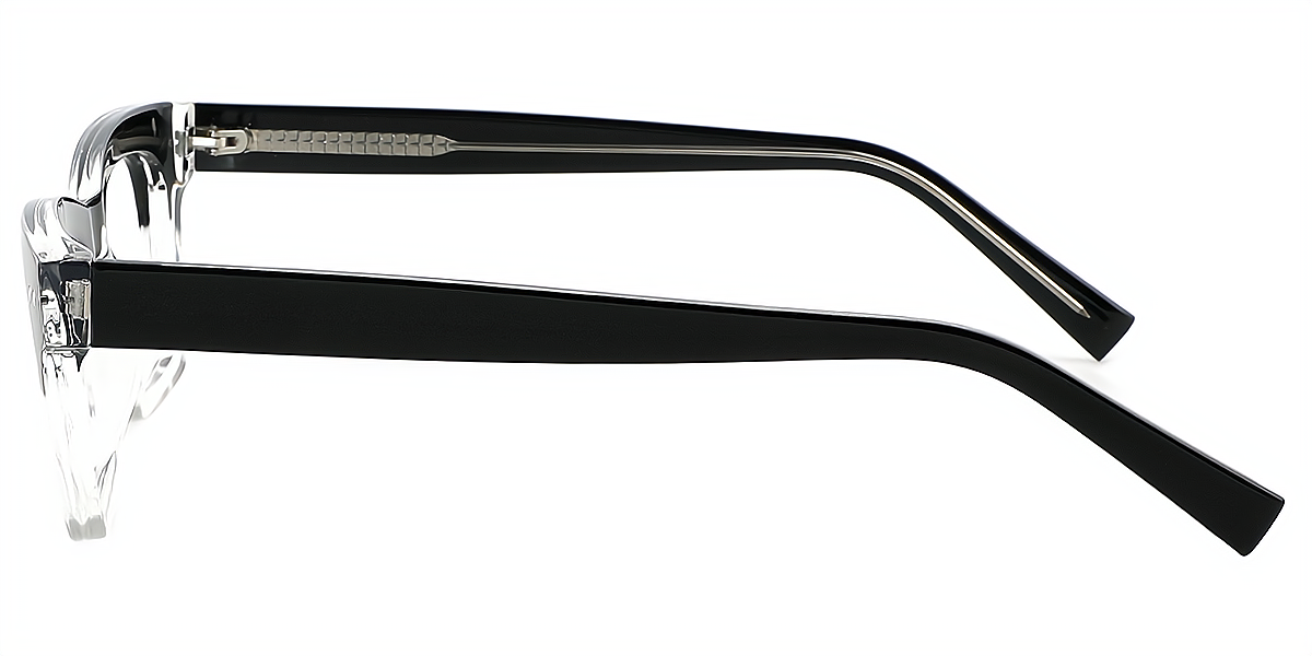 Black Clear Rectangle Retro TR90 Eyeglasses