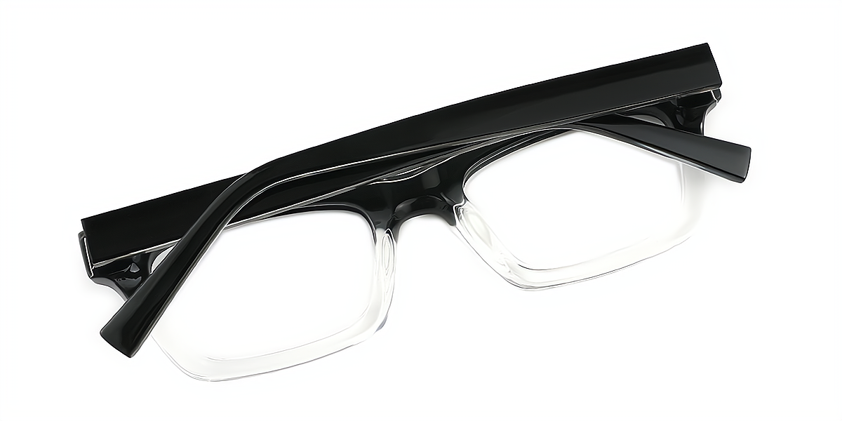 Black Clear Rectangle Retro TR90 Eyeglasses