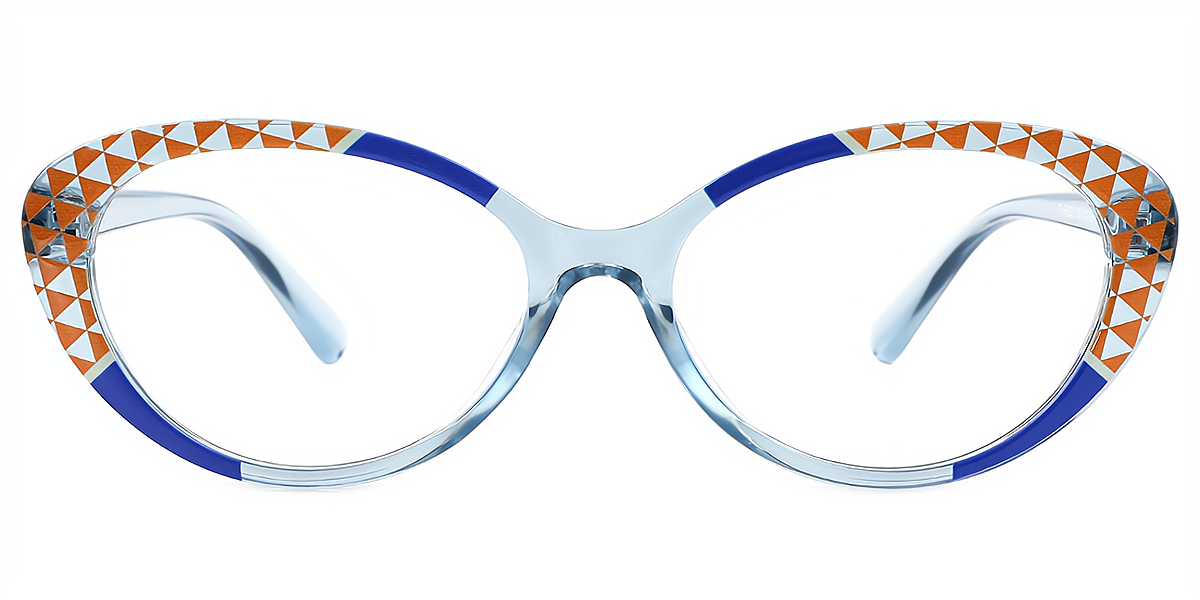 Blue Oval Hipster Plastic Eyeglasses