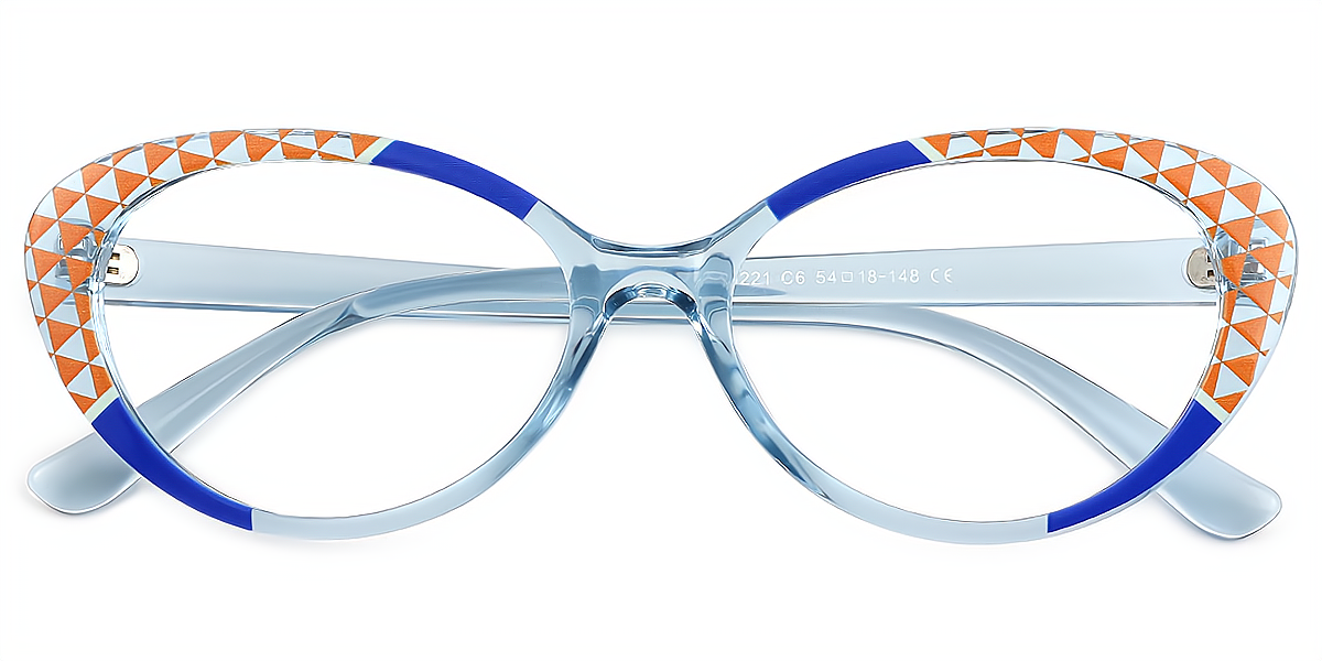 Blue Oval Hipster Plastic Eyeglasses