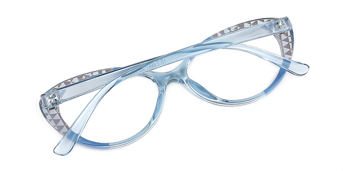 Blue Oval Hipster Plastic Eyeglasses