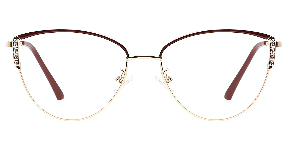 Red Golden Cat Eye Elaborate Metal Eyeglasses