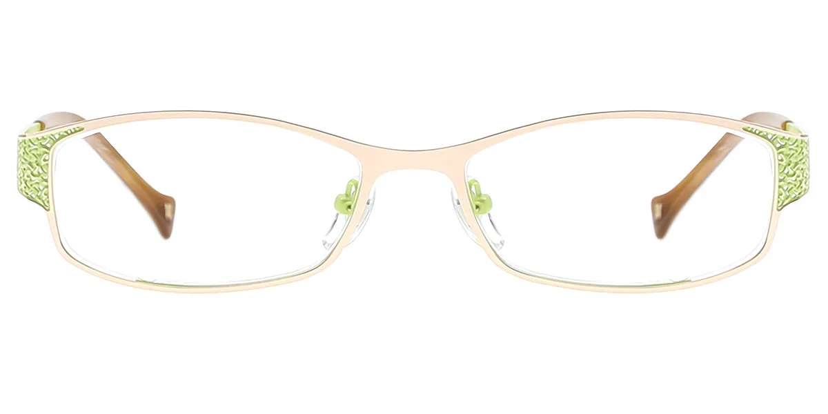 Green Golden Rectangle Unique Refined Metal Eyeglasses