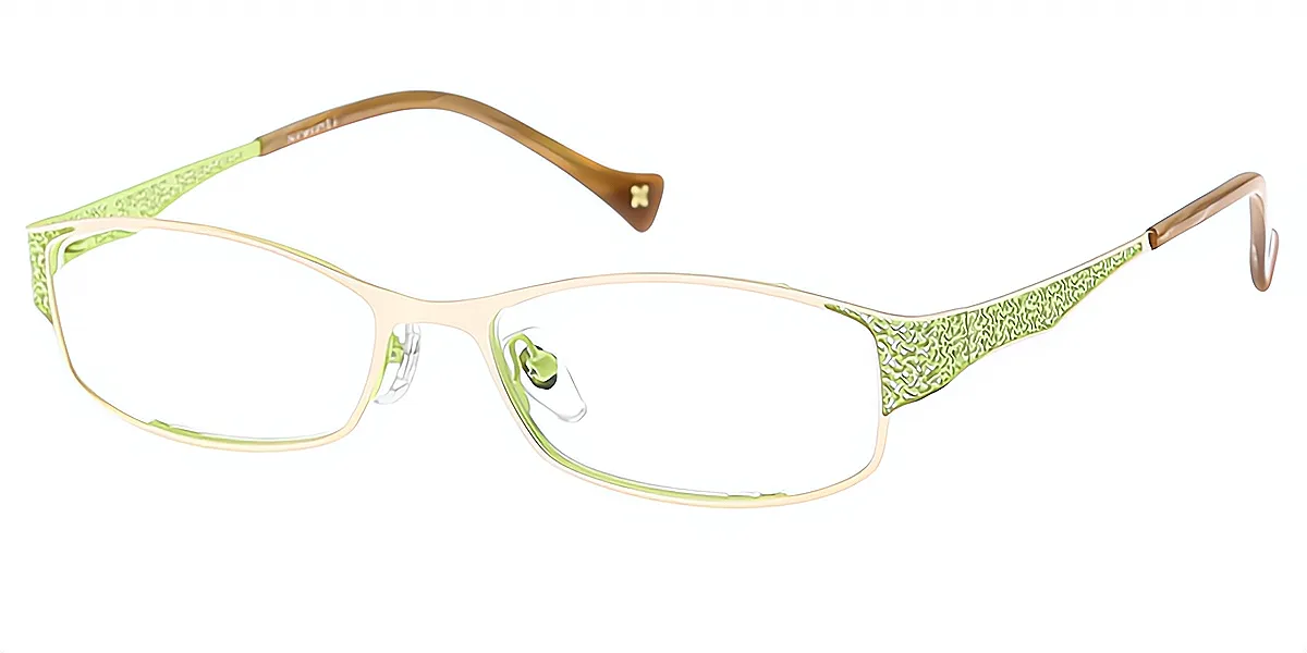 Green Golden Rectangle Unique Refined Metal Eyeglasses