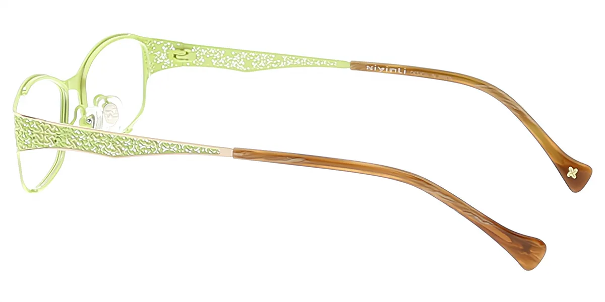Green Golden Rectangle Unique Refined Metal Eyeglasses