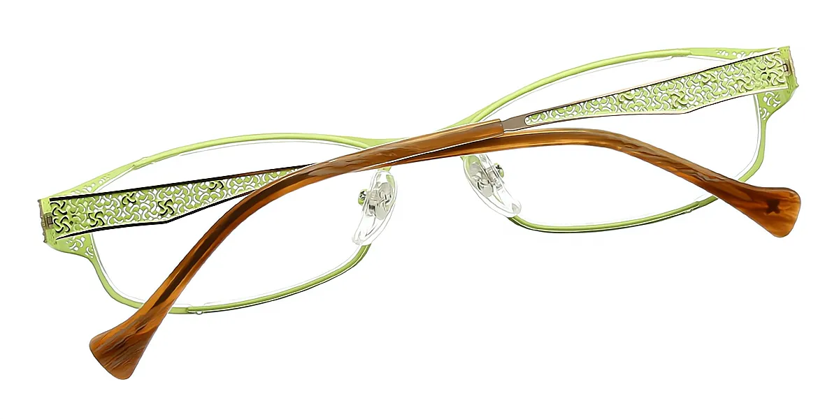 Green Golden Rectangle Unique Refined Metal Eyeglasses