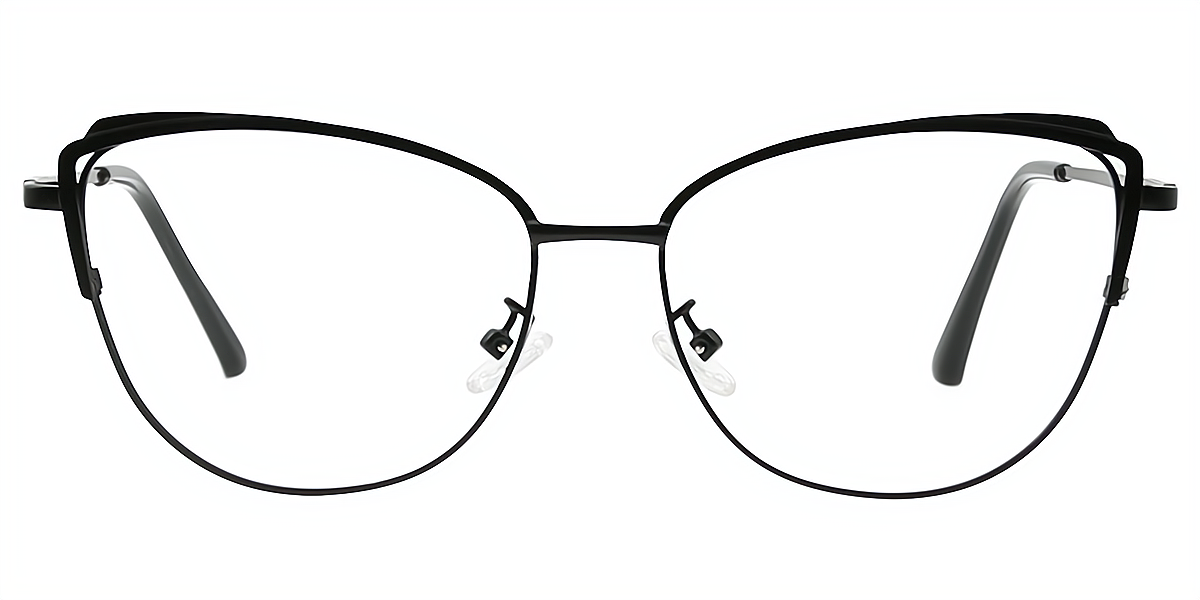 Black Cat Eye Elegant Metal Eyeglasses