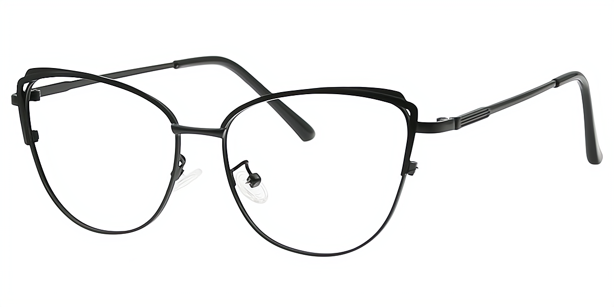 Black Cat Eye Elegant Metal Eyeglasses
