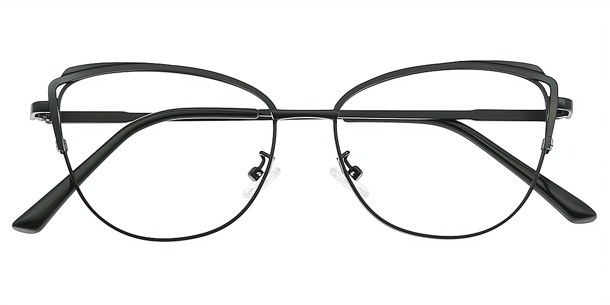 Black Cat Eye Elegant Metal Eyeglasses