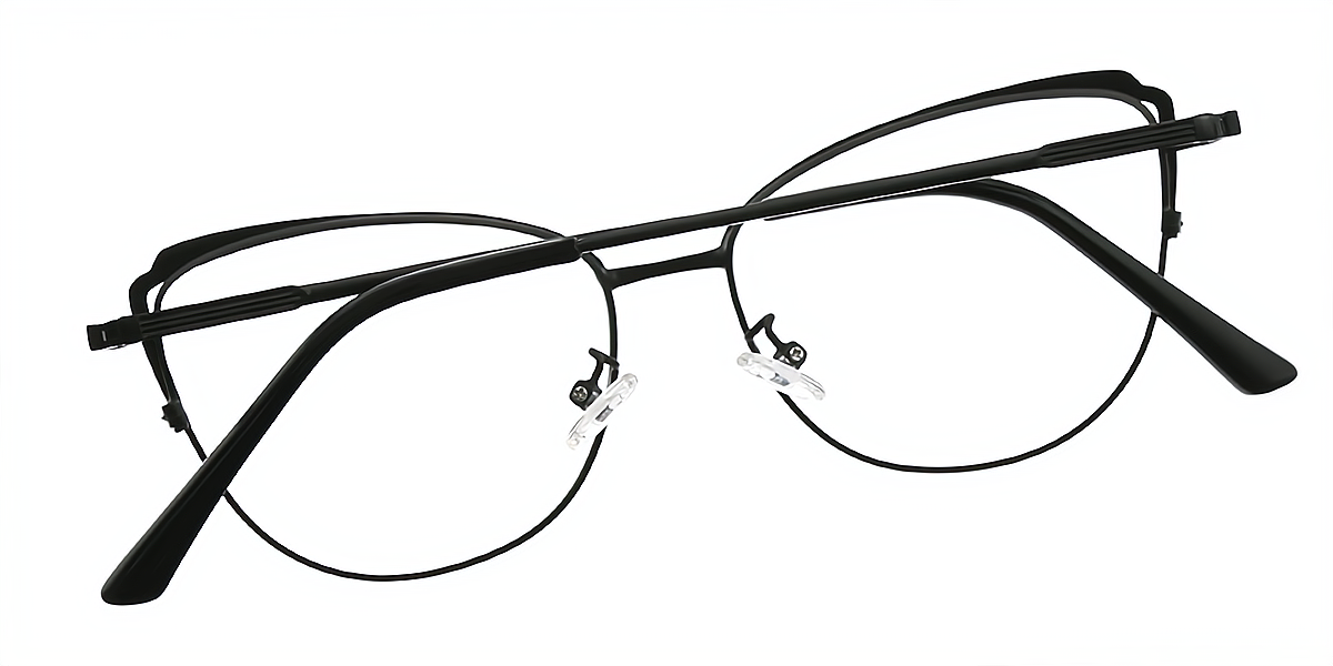 Black Cat Eye Elegant Metal Eyeglasses