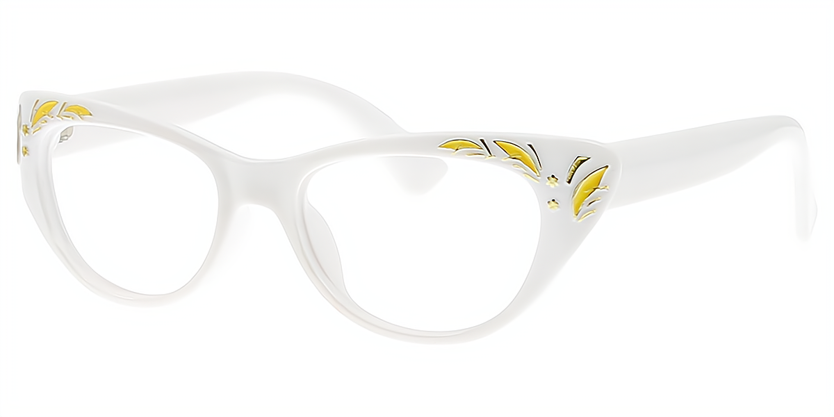 White Cat Eye Retro Plastic Eyeglasses