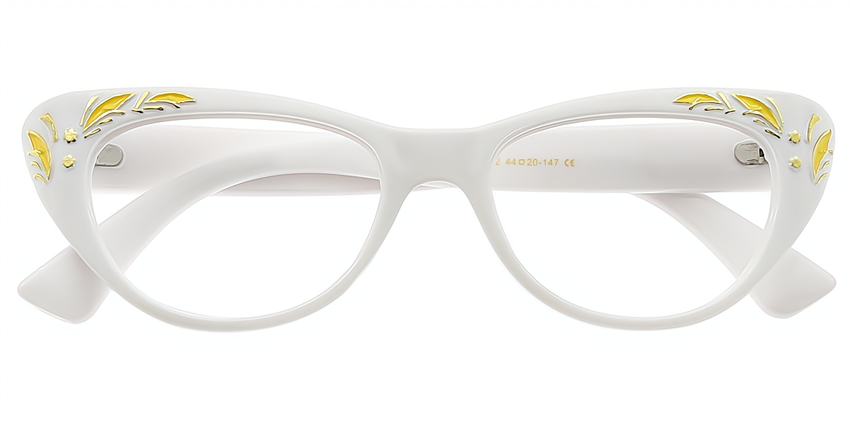 White Cat Eye Retro Plastic Eyeglasses