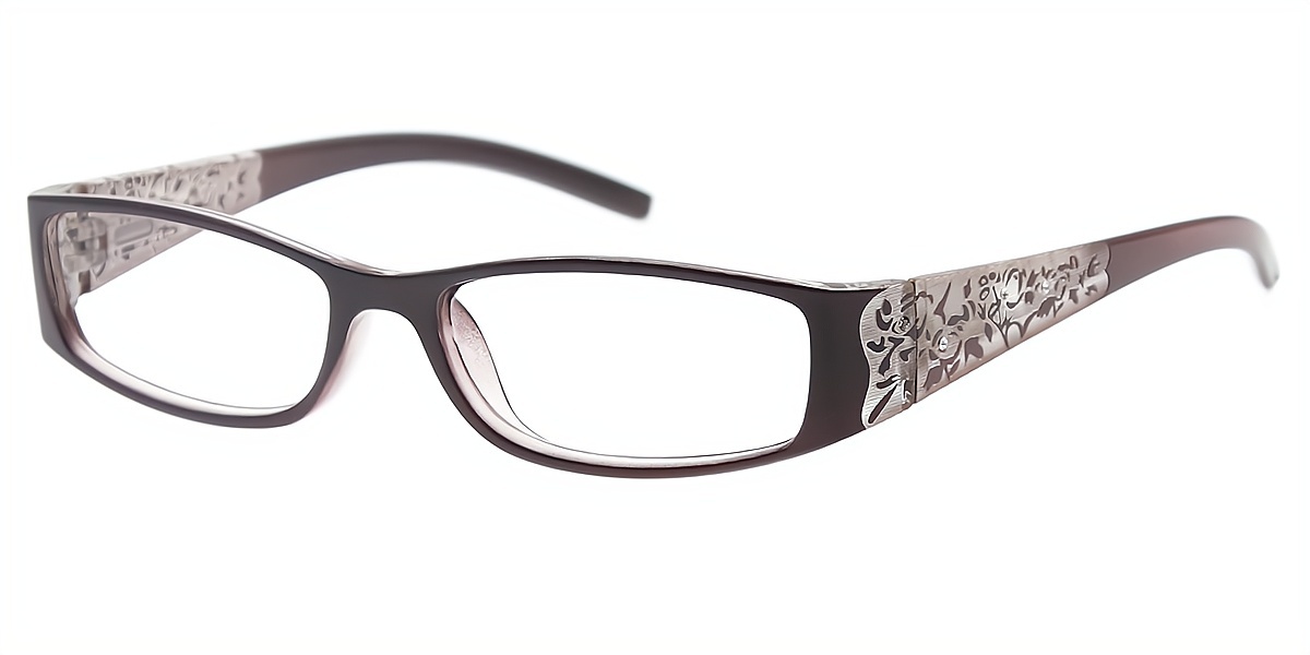 Brown Rectangle Retro Plastic Eyeglasses