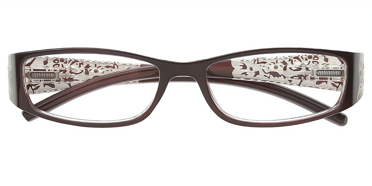 Brown Rectangle Retro Plastic Eyeglasses