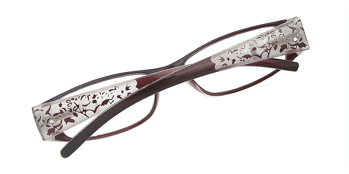 Brown Rectangle Retro Plastic Eyeglasses