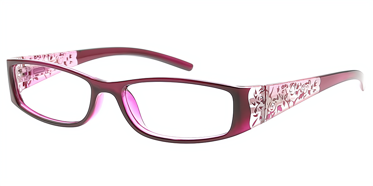 Purple Rectangle Retro Plastic Eyeglasses