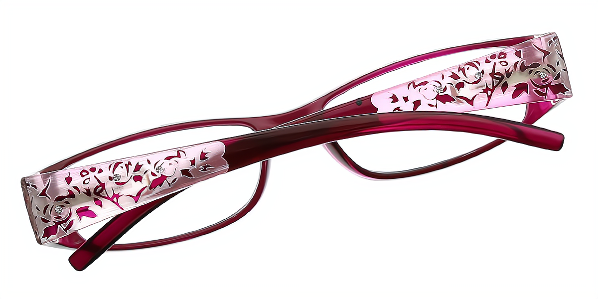 Purple Rectangle Retro Plastic Eyeglasses