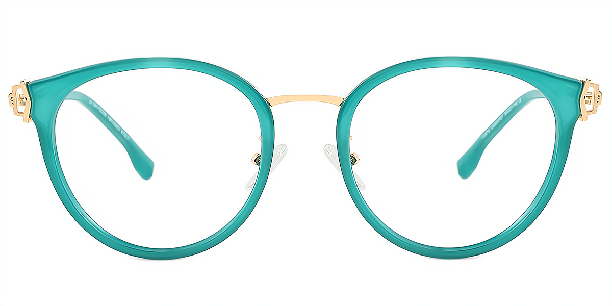 Green Oval Chic Mixed Materials Eyeglasses