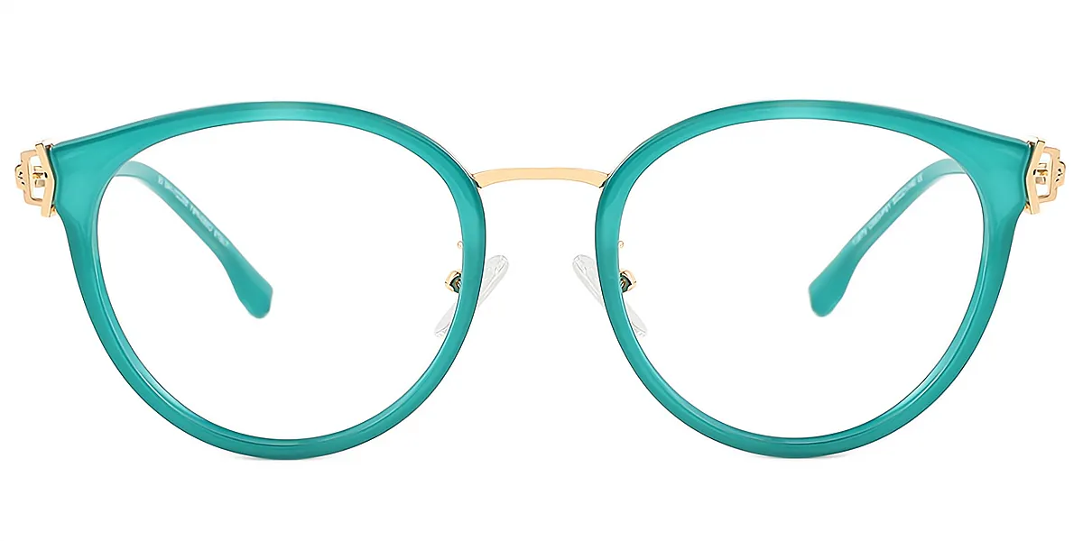 Green Oval Chic Mixed Materials Eyeglasses