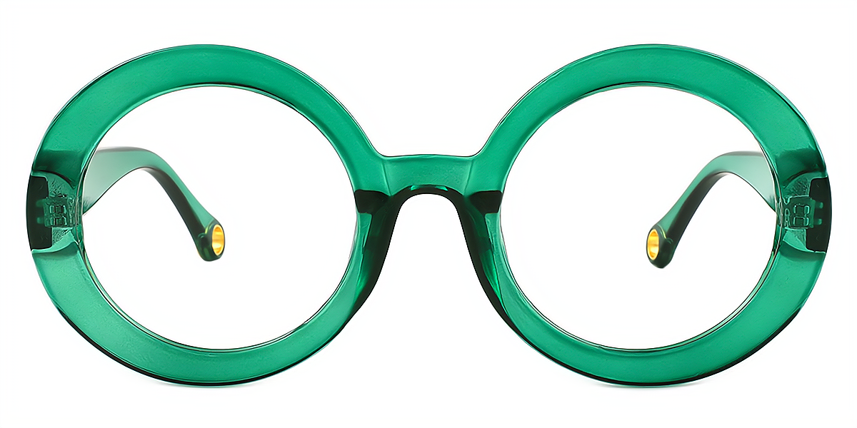 Green Round Hipster Plastic Eyeglasses