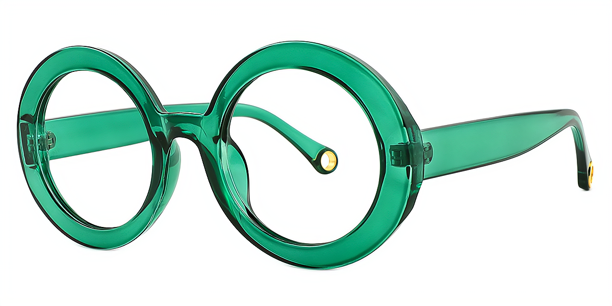 Green Round Hipster Plastic Eyeglasses