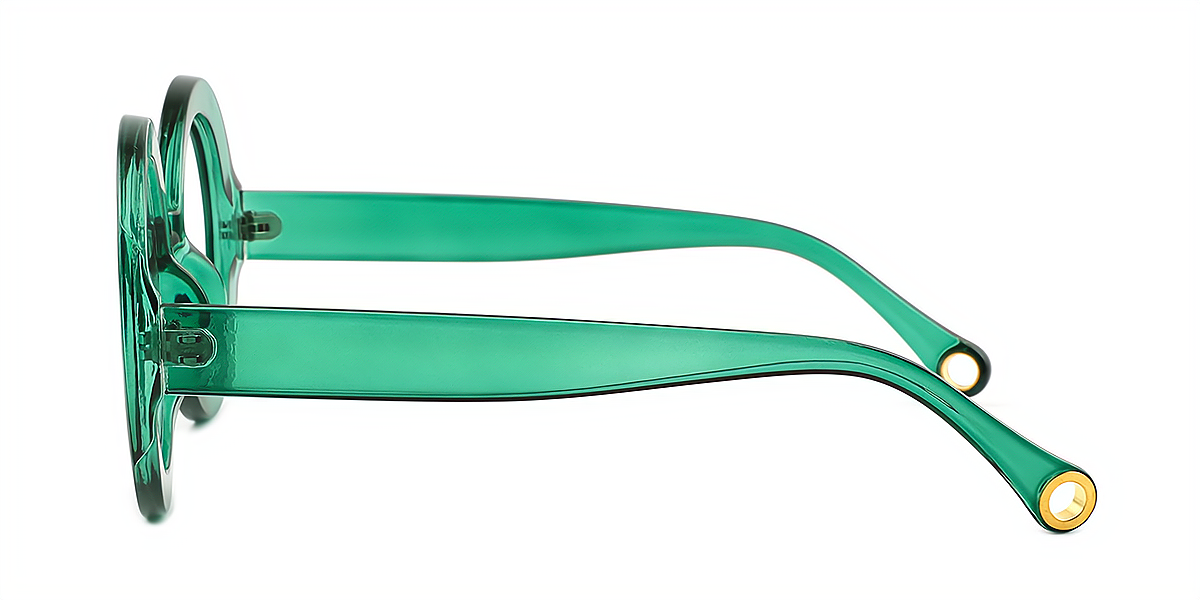 Green Round Hipster Plastic Eyeglasses