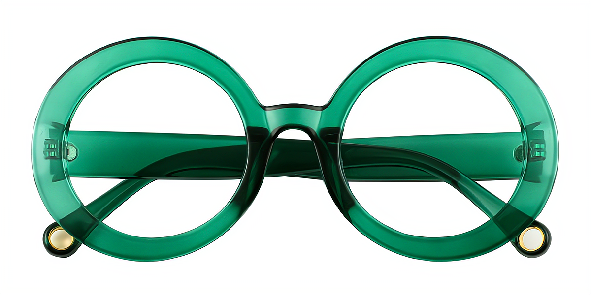 Green Round Hipster Plastic Eyeglasses