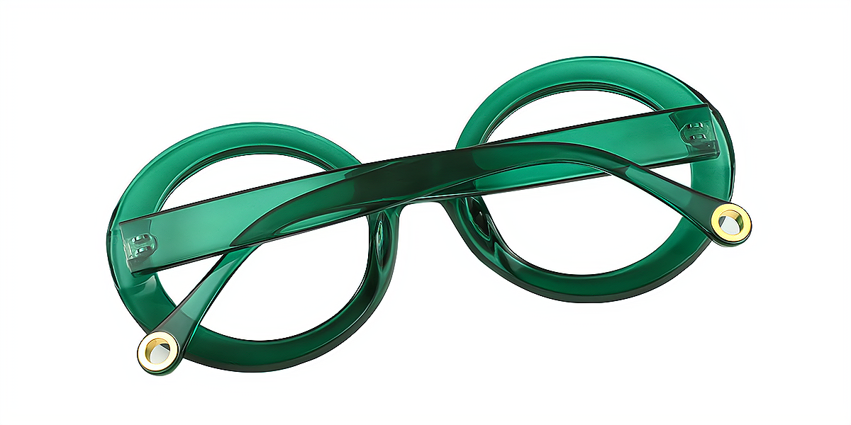 Green Round Hipster Plastic Eyeglasses