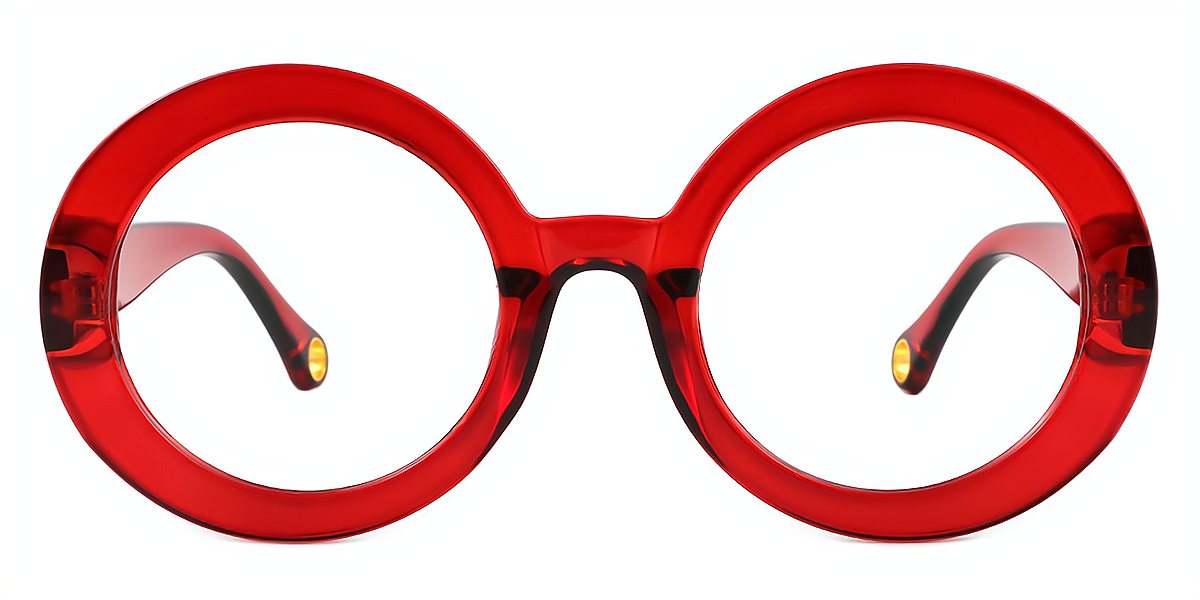 Red Round Hipster Plastic Eyeglasses