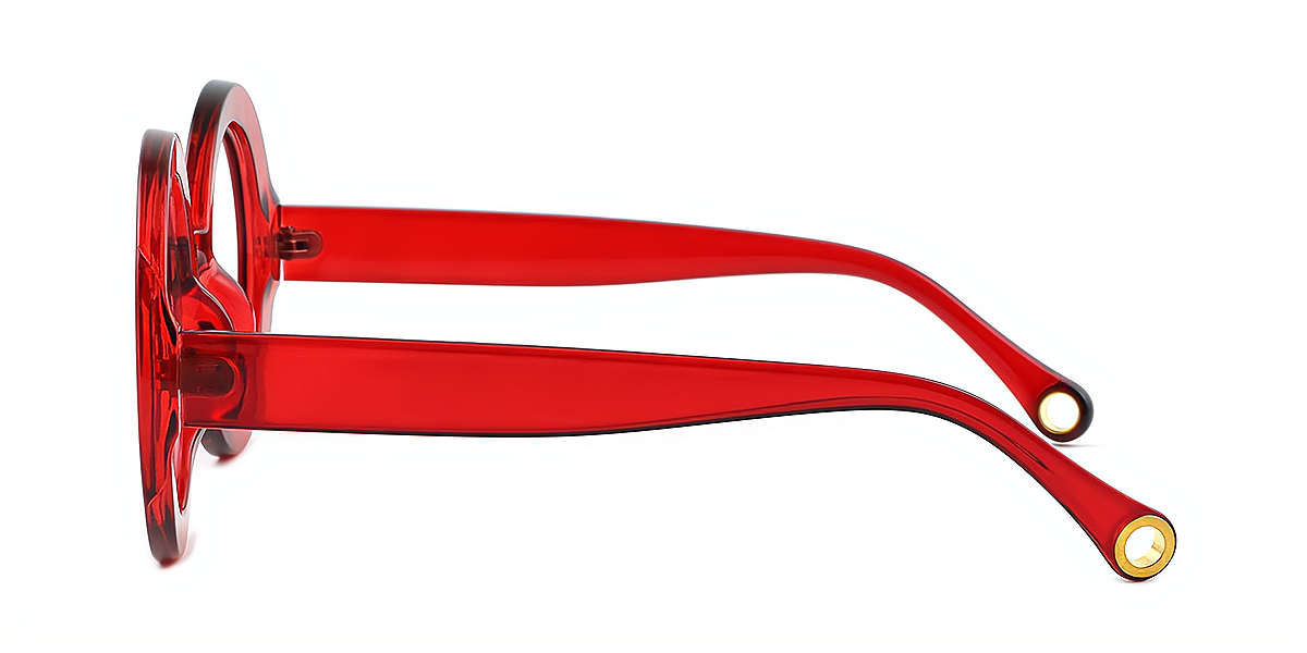 Red Round Hipster Plastic Eyeglasses