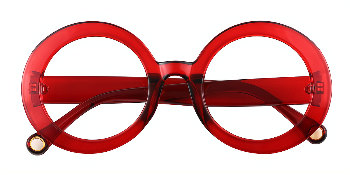 Red Round Hipster Plastic Eyeglasses