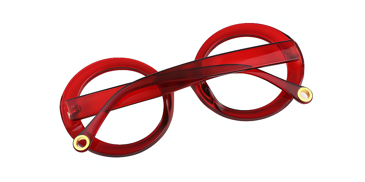 Red Round Hipster Plastic Eyeglasses