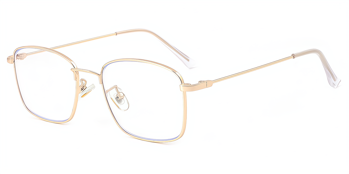 Golden Rectangle Simple Metal Eyeglasses