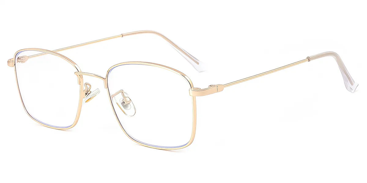 Golden Rectangle Simple Metal Eyeglasses