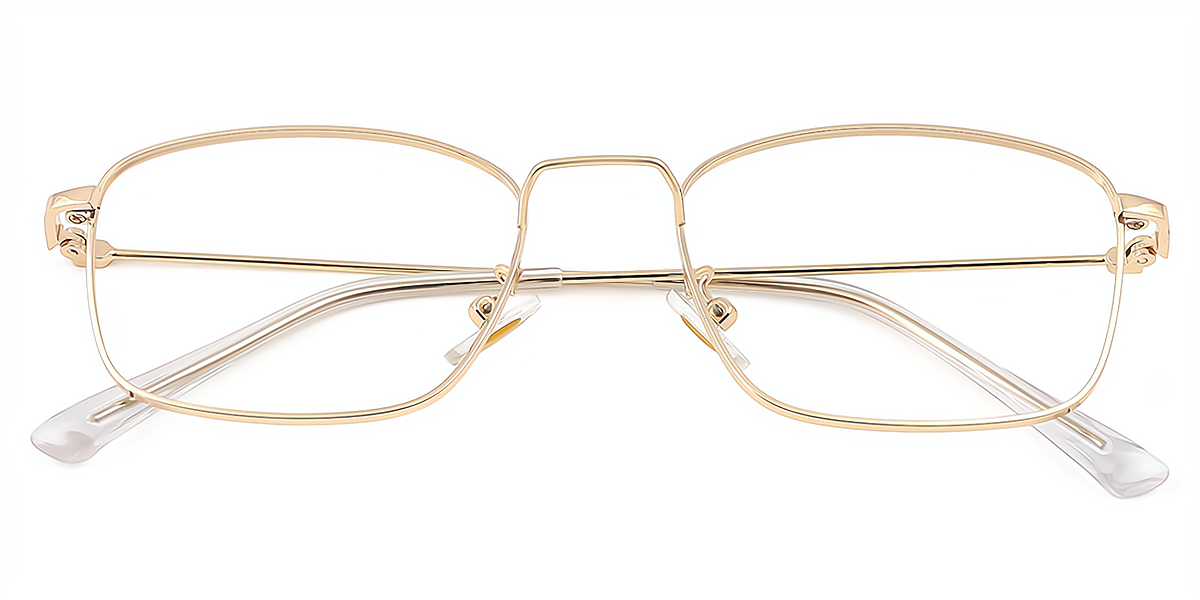 Golden Rectangle Simple Metal Eyeglasses