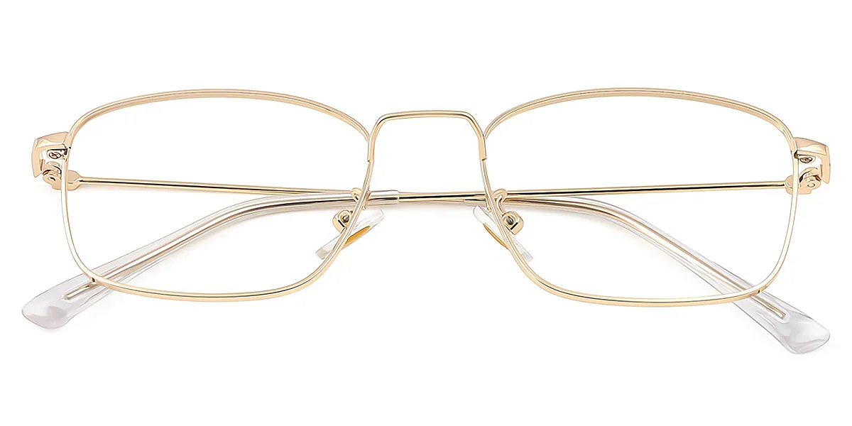 Golden Rectangle Simple Metal Eyeglasses