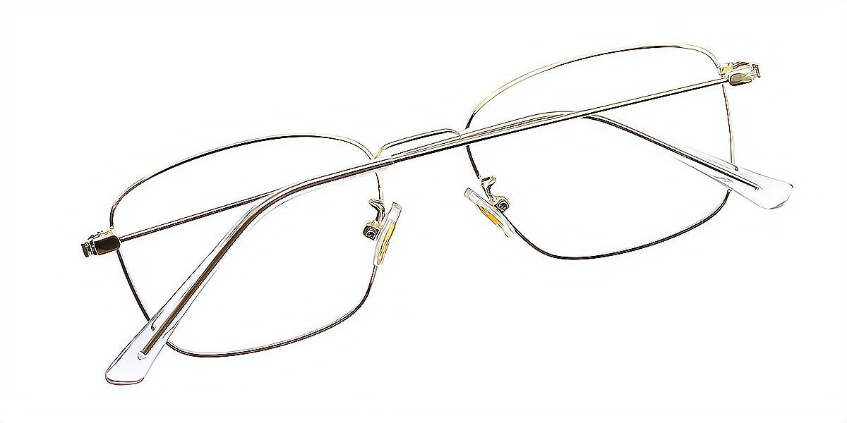 Red Rectangle Simple Metal Eyeglasses