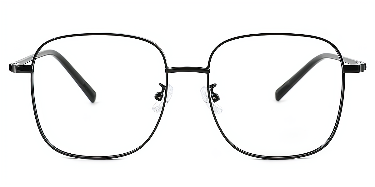 Black Square Simple Oversized Metal Eyeglasses