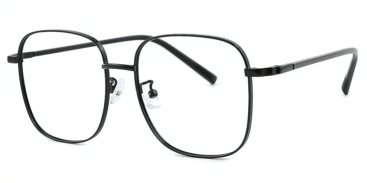 Black Square Simple Oversized Metal Eyeglasses