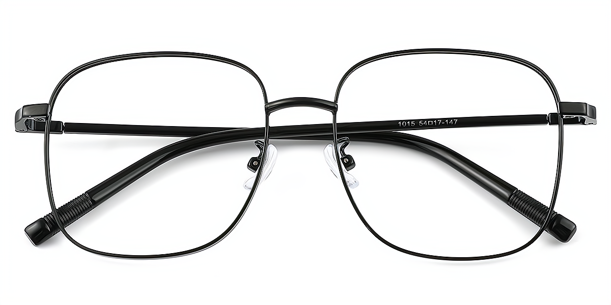 Black Square Simple Oversized Metal Eyeglasses