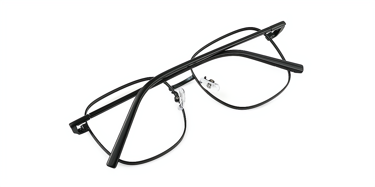 Black Square Simple Oversized Metal Eyeglasses