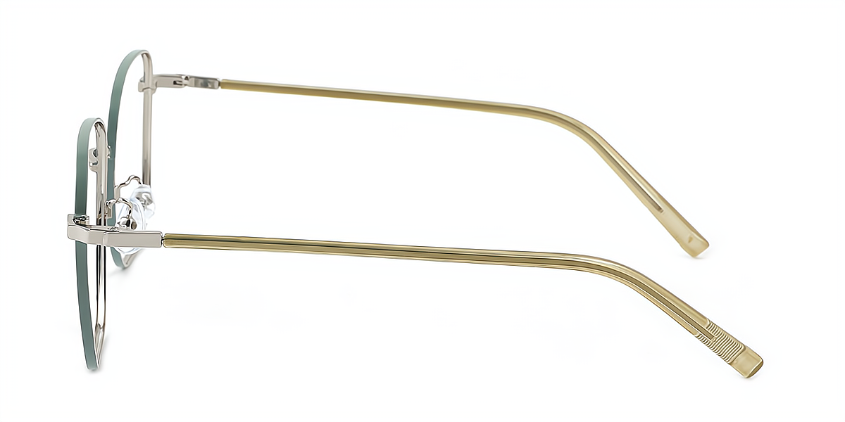 Green Silver Square Simple Oversized Metal Eyeglasses