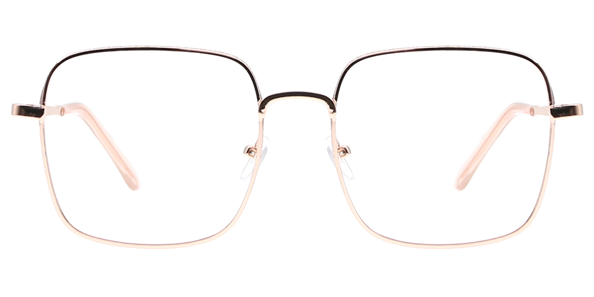 Pink Gold Square Simple Oversized Metal Eyeglasses