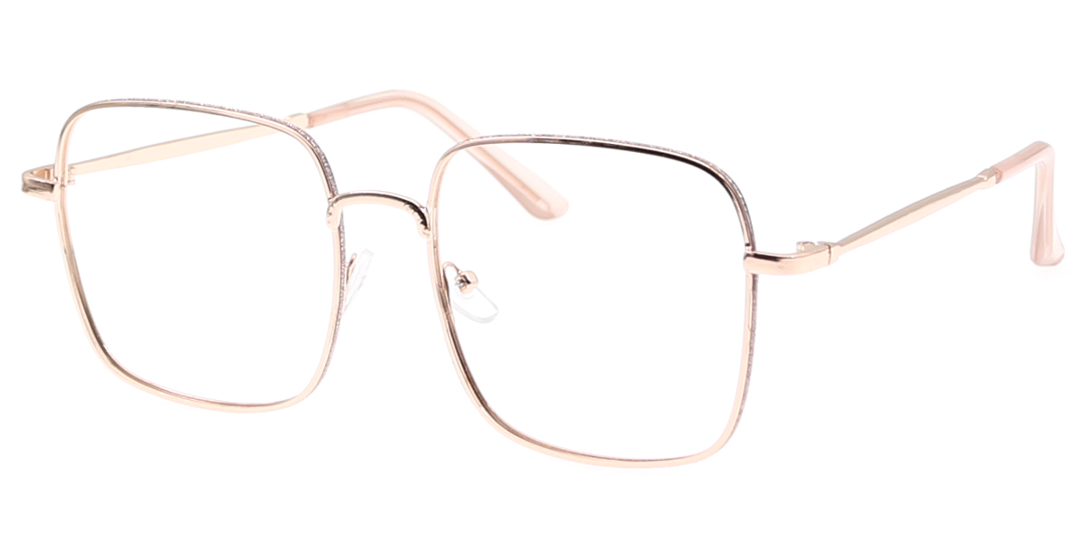 Pink Gold Square Simple Oversized Metal Eyeglasses